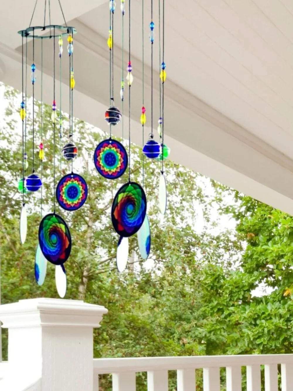 Chakra Crystal Metal Wind Chimes Window Garden Hanging Windchimes Boho Mandala